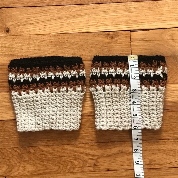 Black, Brown & Cream Boot Cuffs, Handmade - Picture 3 of 7